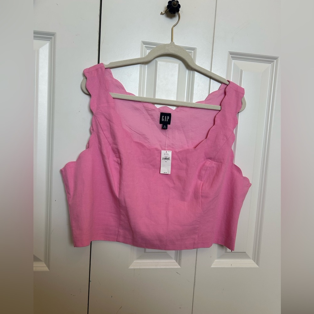 Pink Scalloped Tank Top